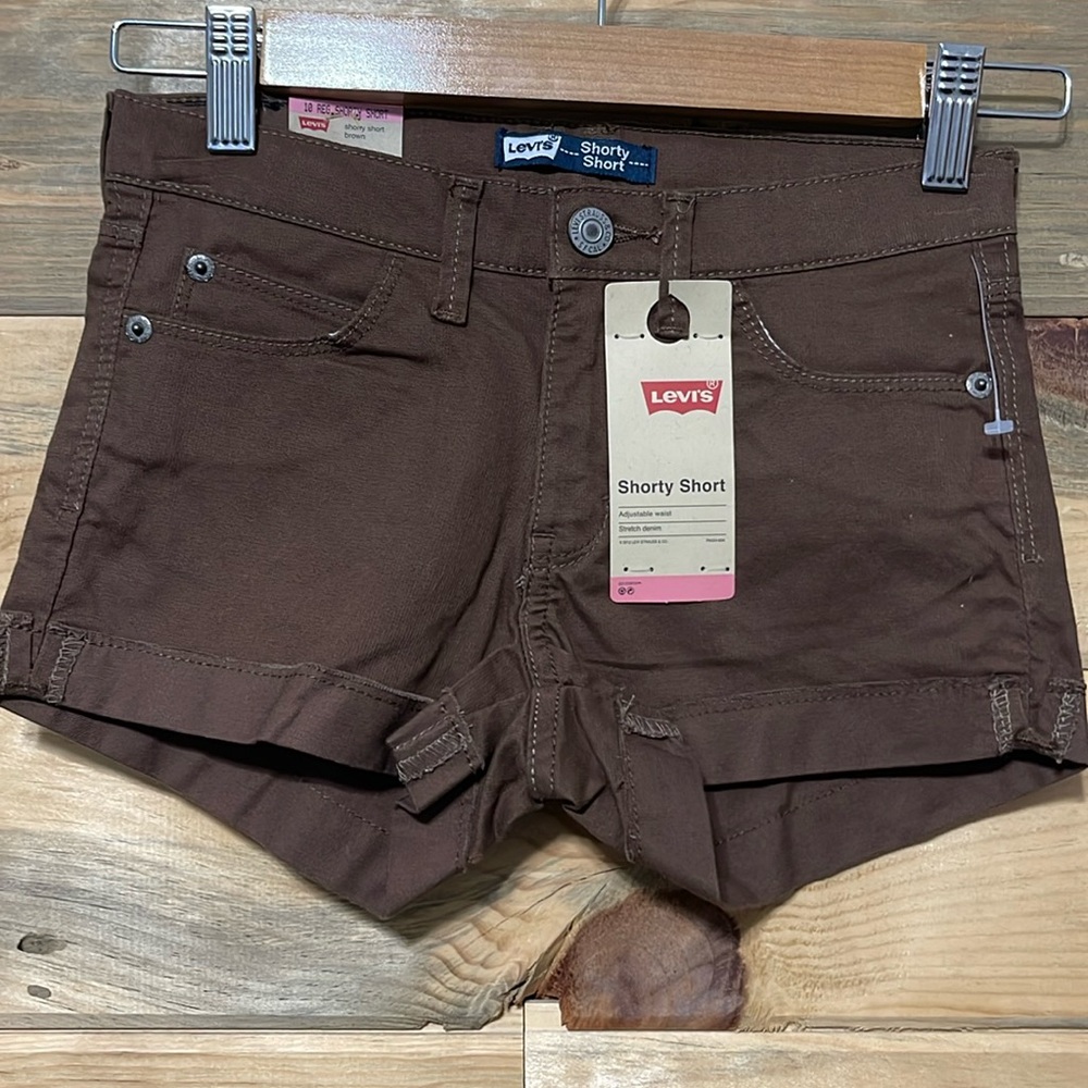 Levi’s Girls’ Shorts Adjustable Waist Stretch Denim‎ Brown Size: 16